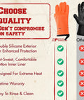 Comparison chart showing silicone pizza oven gloves that handle 500F like a boss with waterproof oven mitts and non slip grip