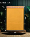 Kraft Bubble Mailers 8.5x12 Self Sealing Padding Envelopes 25 Pack displayed with size measurements and sealing flap