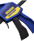 Close-up of Six Inch Mini Bar Clamp Two Pack With One Hand Quick Release Trigger showing grip and trigger mechanism.
