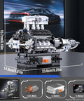 Detailed view of V8 Engine Build Kit That Runs Create Your Own Car With Realistic Combustion Engine Blocks assembled on a table.