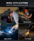 Auto Darkening Welding Helmet With Panoramic Side View And Extra Large 6.22 By 2.8 Inch Viewing Screen in weld, grind, cut modes