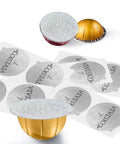 Aluminum Foil Lids For Reusable Nespresso VertuoLine Pods 120 Pack, coffee pod seals with easy peel adhesion on pods.