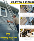 Man using Heavy Duty Ladder Safety Strap With Anchor Plate And Stainless Clip For Anti Slip Pole Strap On Rooftop Work setup.