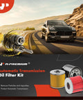 Automatic Transmission Fluid Filter With O Ring For Volkswagen And Audi Vehicles Including Jetta Passat Golf Beetle GTI R32 Eos CC Golf R SportWagen A3 S3 TT Quattro No Fuss Install OE Style Fit Proven Protection For Your Transmission, product box with filters visible.
