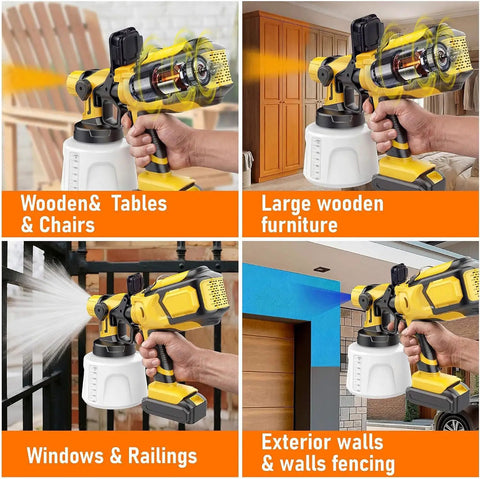 Score Big On Home Jobs With This Cordless Paint Sprayer used on wooden furniture, railings, and exterior walls.