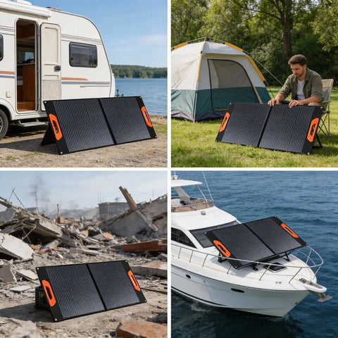 On The Go 200W Foldable Monocrystalline Solar Panel With ETFE Coating 23.5 Percent Efficient Solar Charger for outdoors