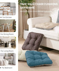 Ultra Comfy Memory Foam Chair Cushions Set Of 4 For Indoor Outdoor Use 15.5 By 15.5 By 3.5 Inches Grey Cushions in living room setting