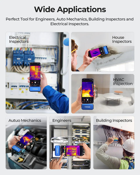 Electrical, house, and building inspectors using TC001 Plus Pro Grade Thermal Camera For Android With 512 X 384 Super IR Resolution.