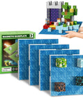Magnetic Base Plate Set Four Blue 4x4 Plates For Minecraft Magnetic Blocks, includes four magnetic baseplates for building.