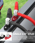 12V Pair Of Single Stud Power Distribution Blocks Beefy With Red Positive And Black Negative Insulated Bus Bars, Three Eighths Inch Studs, And M10 Terminal Posts, Battery Junction Block For Marine Boat And Automotive, 250A At 12V, 48V Max., red and black 3/8-inch single-stud bus bars with cables attached