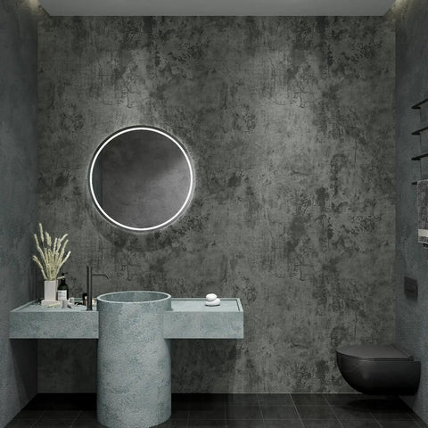 Big Roll Industrial Concrete Peel And Stick Wallpaper 32 By 354 Inches Self Adhesive Cement Look Matte Vinyl in bathroom.
