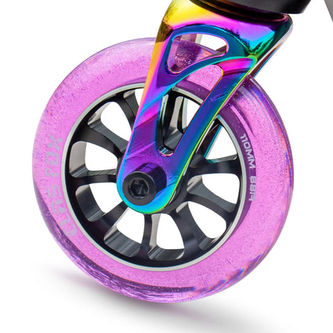 Rad Purple Pro Scooter Wheels 110 Mm Transparent Sparkle Polyurethane With Abec 9 Bearings Cnc Machined Aluminum Core 88A Mid Rebound Two Pack Dope Street Riding Gear