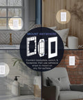 Click For Philips Hue No Battery Needed Wireless Light Switch 3 Pack With 30 Foot Range Works Natively With Hue Bridge Wall Mount Kinetic Switch Decora Style White No Wires installed on different surfaces like tile, wood, glass and brick