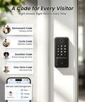Sick Matte Black Wifi Smart Fingerprint Deadbolt Front Door Lock with keypad and code management features.