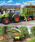 Awesome Remote Control Tractor Farm Playset with Trailer and Timber Truck in forest, includes wood grabber, 2.4GHz RC kit.