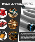 Expandable Vacuum Hose Kit Pro Grade For Home And Shop Dust Collection shown with tools and adapters