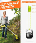 Woman using grass trimmer with Beefed Up 0.080 Inch Trimmer Line Refills 11 Ft Spools 18V 24V 40V Compatibility Replacement Set