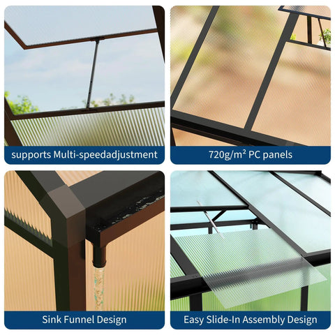 6x10 Ft Outdoor Greenhouse With Polycarbonate Panels Roof Vent Ground Nails Lockable Walk In Door Aluminum Frame Black Backyard Garden House For Patio Lawn And Garden Weather Resistant And Easy Access
