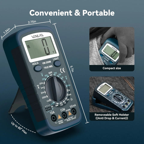 Pro Grade Digital Multimeter For Home And Workshop, Easy To Read Measurements Of AC DC Voltage, Current, Resistance