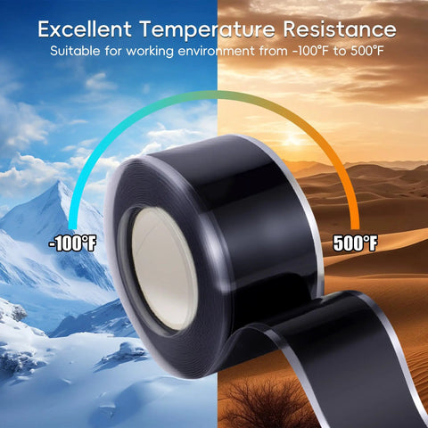 Self Fusing Silicone Tape 2 Rolls 1 Inch By 10 Foot Black Waterproof Rescue Tape for Plumbing Sealing Pipes and Repairs in Extreme Temperatures