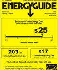 Energy Guide label for Top Shelf Compact Countertop Dishwasher Featuring Energy Star Efficiency Plus Delay Start Timer.