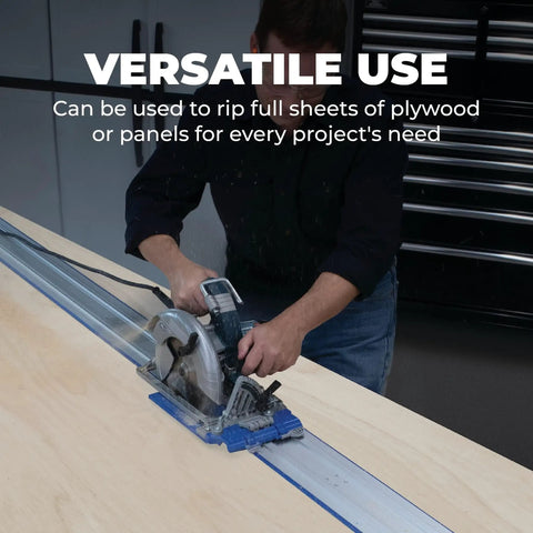 Working with Heavy Duty Circular Saw Track With Badass Grip Track Clamps For Full Sheet Plywood Cuts Smooth As Butter Precision Guiding Rail.