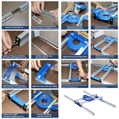 Steps to assemble Aluminum Router Sled Kit With Precise Guide Rail And Low Friction Slide for Wood End Face Flattening Slab Jig.