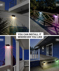 8 Pack Outdoor Solar Deck Lights Waterproof LED Step Lights for Patio, Stairs, Fence, Wall, and Pillar with Color Glow Modes