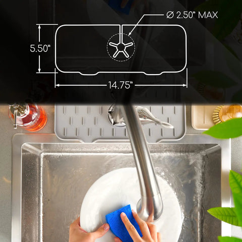 Silicone Faucet Handle Drip Catcher Tray Mat Dish Soap Sponge Holder Drying Mat For Kitchen Sink Counter And Bathroom Black Finish