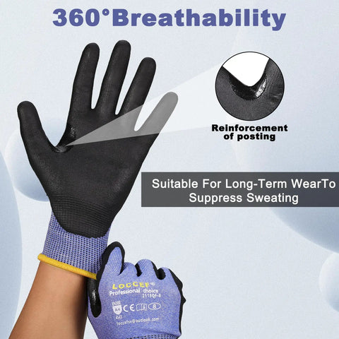 Touchscreen Ready Safety Work Gloves Set For Guys And Gals Snug Fit With Superior Dexterity Anti Slip Nitrile Coating Five Level Cut Resistant