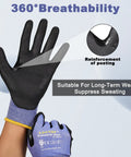 Three Pairs Safety Work Gloves For Men And Women, Touchscreen Compatible, Level 5 Cut Resistant, Micro Foam Nitrile, Size 11-XXL