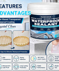 Heavy Duty Clear Waterproof Sealant With No Sweat Leak Repair Coating For Concrete Walls Roofs Metal Wood Solid Flexible Invisible Shield For Indoors Outdoors Trusted Durable Formula in 1.32 gallon container.