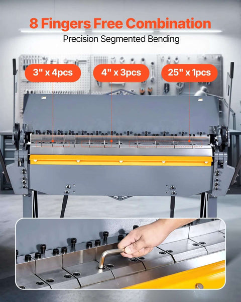 48 Inch Heavy Duty Box And Pan Brake for metalworking with 12 gauge mild steel capacity, showing adjustable bending and 8 fingers.