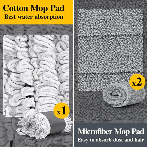 Score A Spotless Shine Daily With This Beast Mode 36 Inch Commercial Dust Mop Featuring A 62 Inch Adjustable Handle And Three Dense Washable Inserts For Easy Cleanin Across Hard Floors, showcasing cotton and microfiber mop pads.