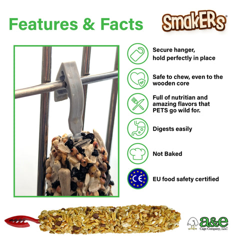 Real Deal Crunchy Nut Treat Sticks Twin Pack Real Nuts And Wholesome Grains Natural Chew Snacks for small pets hanging securely on a cage.