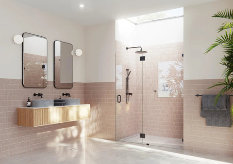 Frameless Shower Door Hinge With Enduroshield Glass Coating, 78 Inch By 58.5 Inch, Polished Brass Finish, Heavy Duty Glass Hardware For Modern Bathrooms, Easy Install, Stain Resistant, Keeps Glass Clear And Shiny, black hinge on frameless shower glass