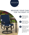 EarthFiber 4 Pack Outdoor Patio Dining Chair Cushions 20x44 Rain Proof Seat Pads on black metal chair, blue cushion for size guide