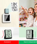 Two Pack Indoor Room Thermometer And Hygrometer With Real Time Temperature Humidity Readings Max Min Record Compact Desk Stand Smart No Fuss Home Office Nursery And Greenhouse Monitoring on wall and stand