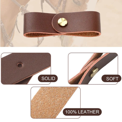 Close-up of Six Piece Breakaway Halter Replacement Straps For Horses Leather Brown Tough Breakaway Halter Straps Set Easy Fit