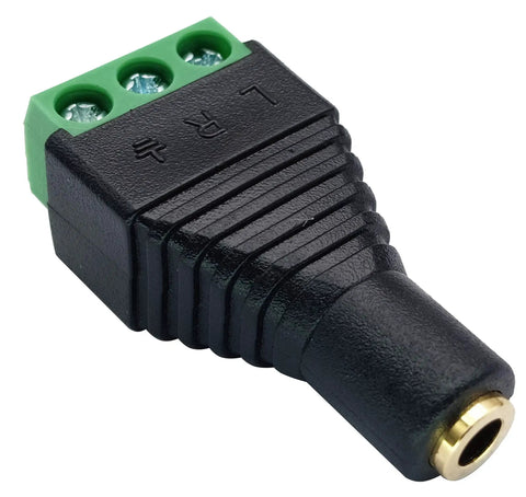 Three Point Five Mm Female To Three Pin Screw Terminal Stereo Audio Balun Adapter Five Pack Solderless Double Track Y Splitter For Headphones And Microphones No Sweat Setup Black.