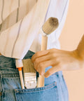 Round Head Paint Brush for Walls and Wood Stain, 50mm Natural Bristle in pocket with hand holding wood handle, precise tool