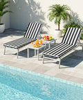 Outdoor Chaise Lounge Cushion 71x22x3 Inches Waterproof PU Coating Fade Resistant With Washable Cover For Poolside Patio Lawn Black White Stripes One Piece on poolside loungers