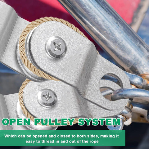 40 Pack Heavy Duty Workhorse Single Pulley Wheel Bearing Inside Cable Roller Snatch Block For Hanging Rope Accessory Fits 6mm And 8mm Wire Rope Up To 550 Lbs Load Size 2.6 By 1.1 Inches open pulley system with galvanized rope wheel