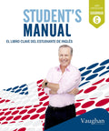 Student's Manual cover featuring a smiling person, titled 'El Libro Clave del Estudiante de Inglés' by Vaughan Systems.