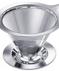 Pour Over Coffee Dripper With Double Mesh Stainless Steel Cone Filter For Single Cup Brew No Paper Filters Needed Slow Drip That Keeps Oils