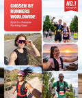 Collage of runners wearing No Bounce Hydration Vest Pack For Men And Women With 500ml Soft Flask in various settings