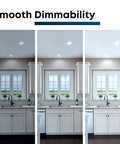 Kitchen lighting showing 5.6 Inch LED Recessed Downlight With Pre Mounted Trim Dimmable High Output 120W Equivalent 1290 Lumens 5000K
