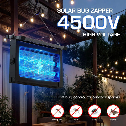 Cordless Solar Bug Zapper With USB Recharge No Fuss 4500V High Power Mosquito Killer With Smart Light Sensor waterproof outdoor use