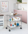 Heavy Duty Metal Rolling Utility Cart With 3 Adjustable Steel Shelves And Handy Handle Bar, NSF Commercial Grade, 500 Lb Capacity, Perfect For Restaurant, Garage, Warehouse, Kitchen, Or Office, 36 Inch Wide. in a lab