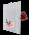 Large Fish Tank Divider Set With Adhesive Mounts And Tie Wraps, cuttable adjustable panel with betta fish visible.